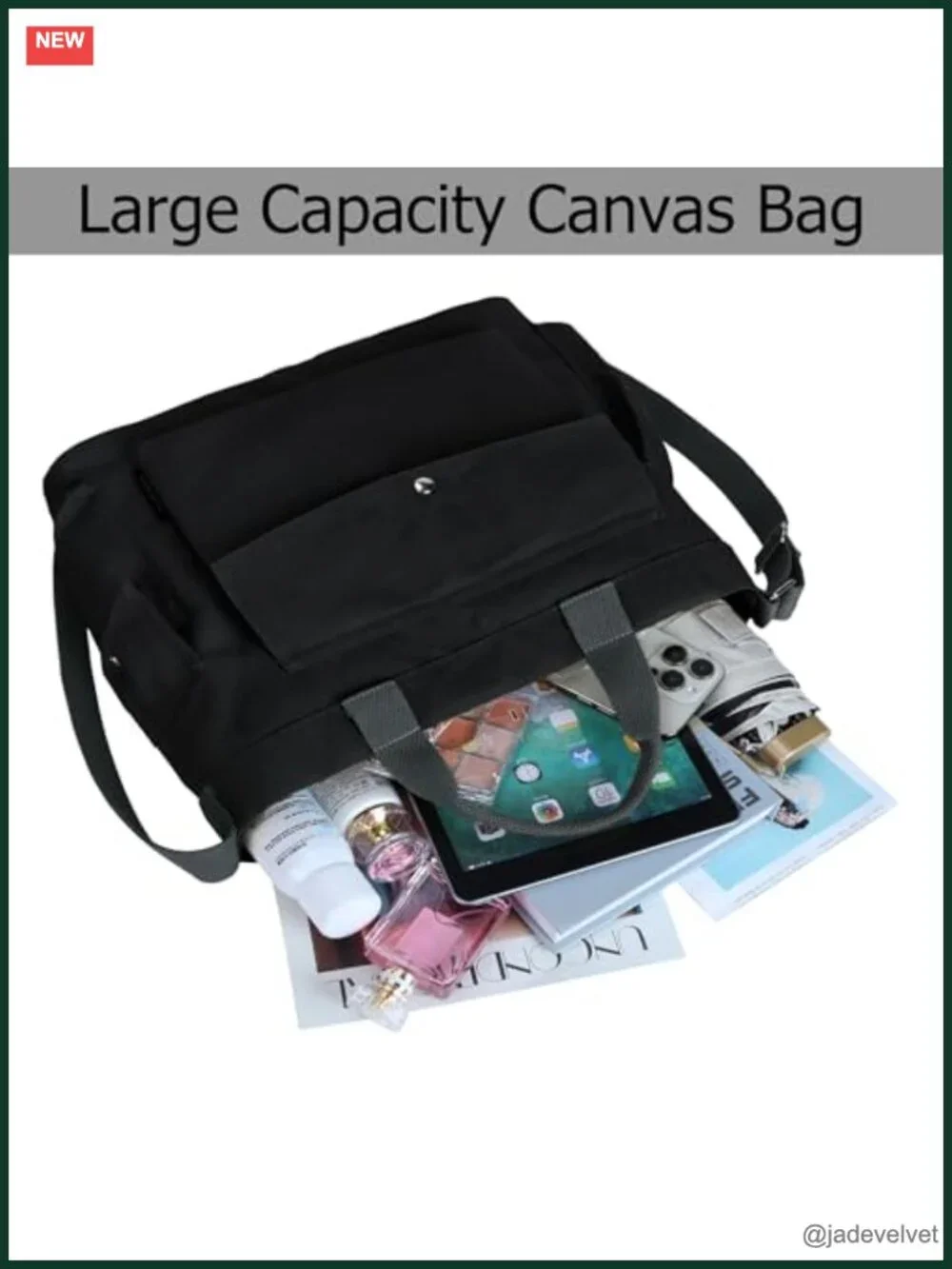 Canvas Messenger Tote Bag Large Hobo Crossbody Shoulder Handbag with Multiple